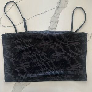 Black and gray tie-dye silk fabric tank top